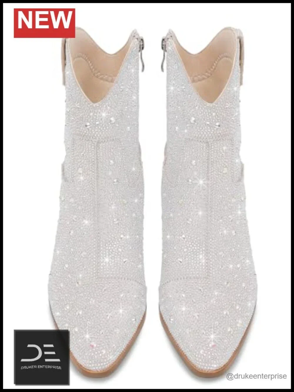 Rhinestone Cowgirl Boots Sparkly Ankle Boots for Women